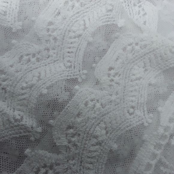 Women's White Lace Cropped Rabbit Rabbit Rabbit Design Sz Large Shrug/Bolero/Top - Picture 9 of 11